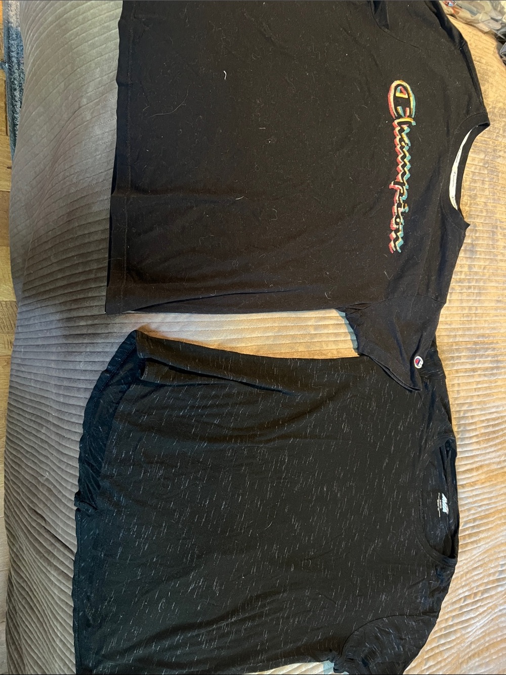 Champion Black Tee with Multicolor Script Logo and black Avia (2 pack)